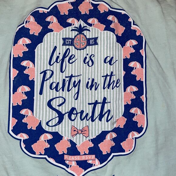 Simply Southern Life Is A Party In The South Small Green Tank Top - Picture 2 of 3